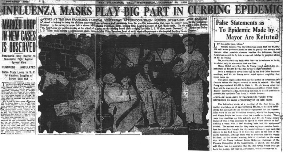 1918 San Francisco newspapertouting the benifits of protective masks
