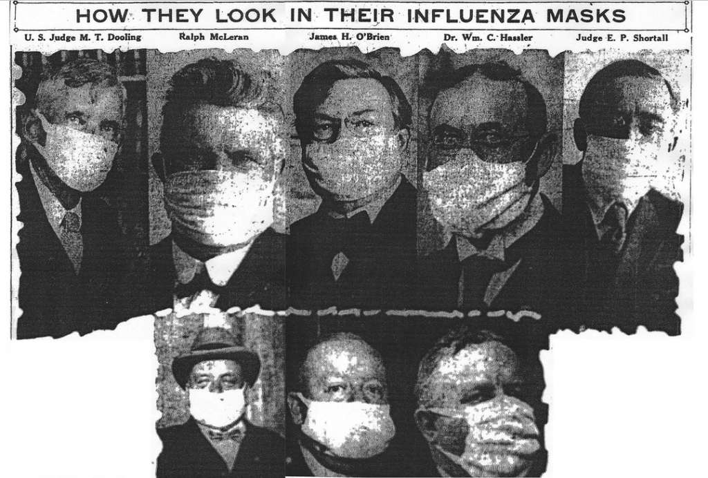 1918 Politicians in the newspaper wearing masks