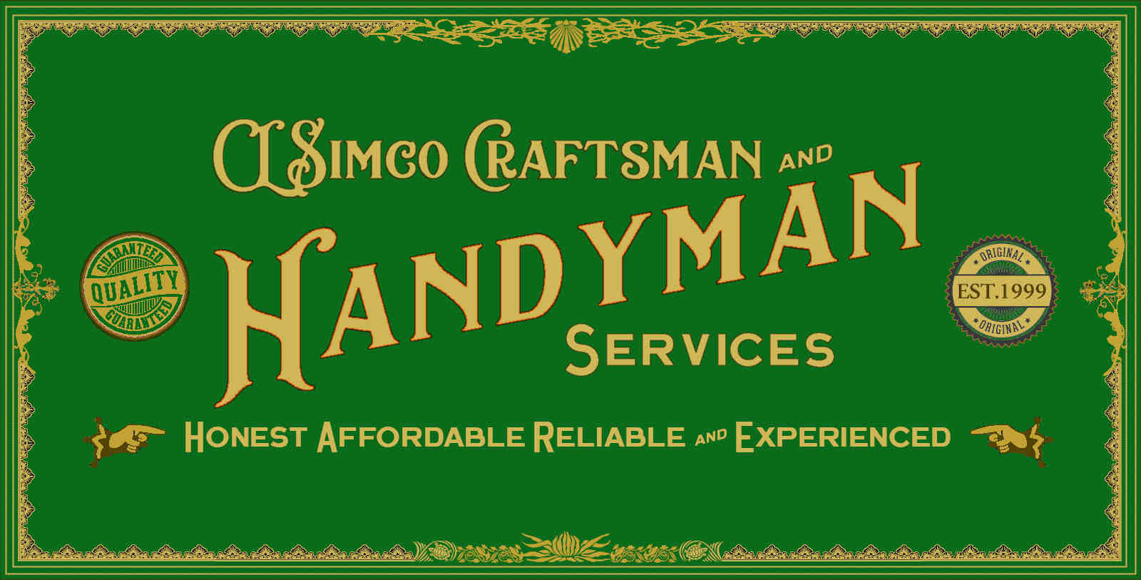 CL Simco craftsman handyman service logo and phone number 818-415-7095